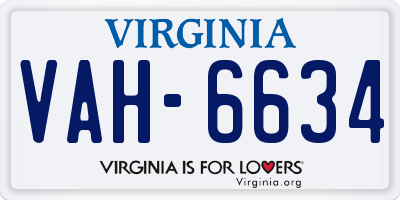 VA license plate VAH6634
