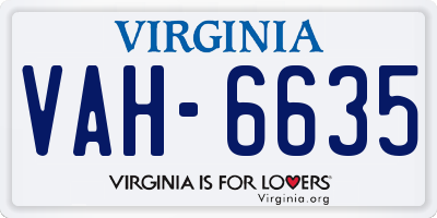 VA license plate VAH6635