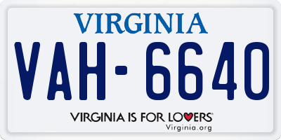 VA license plate VAH6640