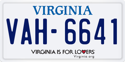 VA license plate VAH6641