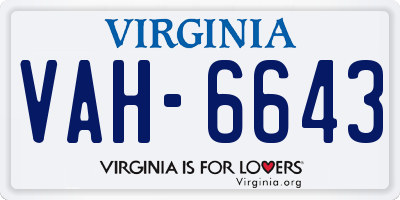 VA license plate VAH6643