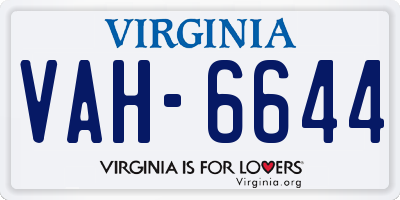 VA license plate VAH6644