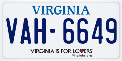 VA license plate VAH6649