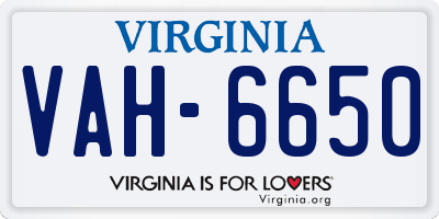VA license plate VAH6650