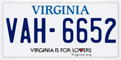 VA license plate VAH6652