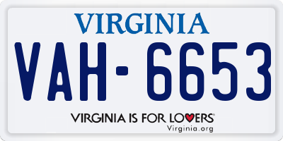 VA license plate VAH6653