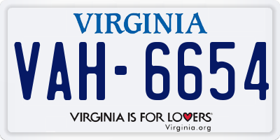 VA license plate VAH6654
