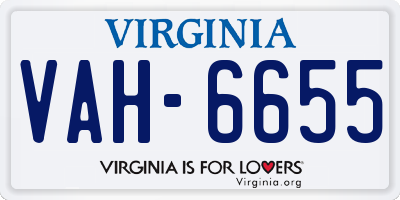 VA license plate VAH6655