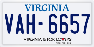 VA license plate VAH6657