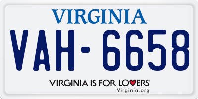 VA license plate VAH6658
