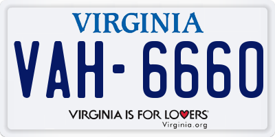 VA license plate VAH6660