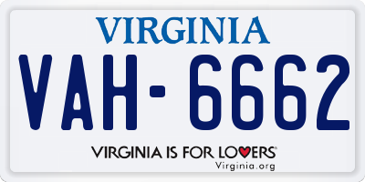 VA license plate VAH6662