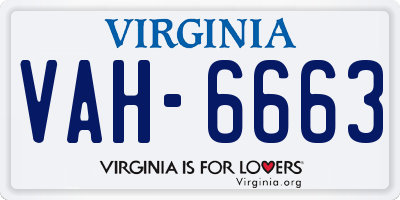 VA license plate VAH6663