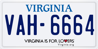 VA license plate VAH6664