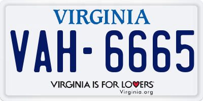 VA license plate VAH6665