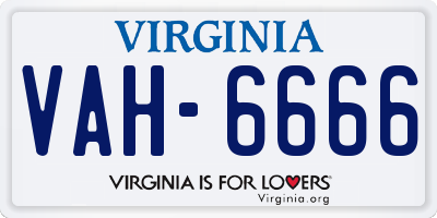 VA license plate VAH6666