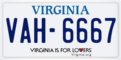 VA license plate VAH6667