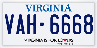 VA license plate VAH6668