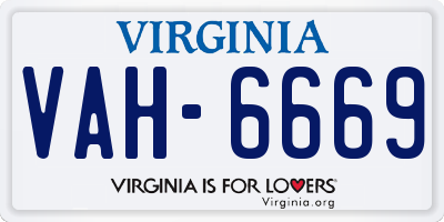 VA license plate VAH6669