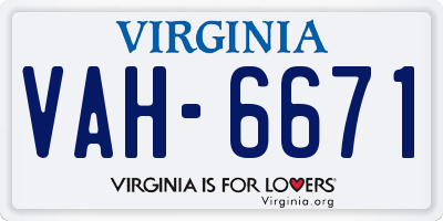 VA license plate VAH6671