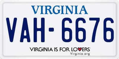 VA license plate VAH6676