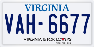 VA license plate VAH6677