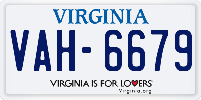 VA license plate VAH6679