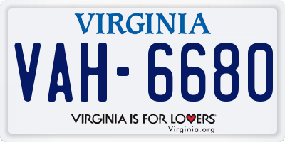 VA license plate VAH6680
