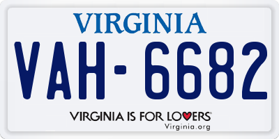 VA license plate VAH6682