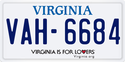 VA license plate VAH6684