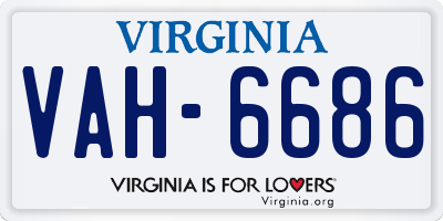 VA license plate VAH6686