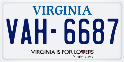 VA license plate VAH6687