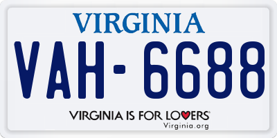VA license plate VAH6688