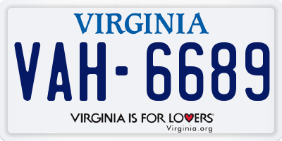 VA license plate VAH6689