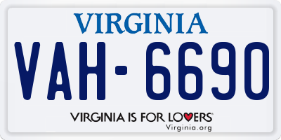 VA license plate VAH6690