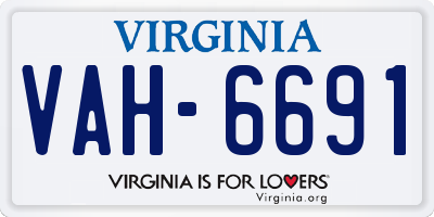 VA license plate VAH6691