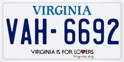 VA license plate VAH6692