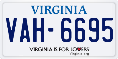 VA license plate VAH6695