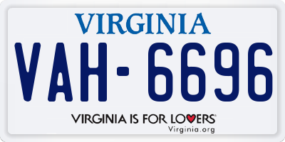 VA license plate VAH6696