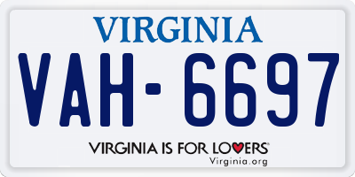VA license plate VAH6697