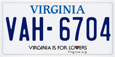 VA license plate VAH6704
