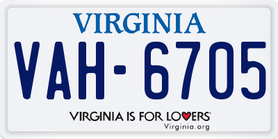 VA license plate VAH6705