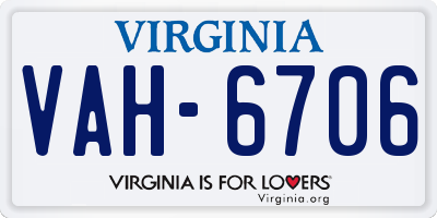 VA license plate VAH6706