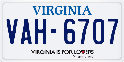 VA license plate VAH6707