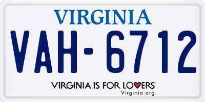 VA license plate VAH6712