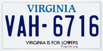 VA license plate VAH6716