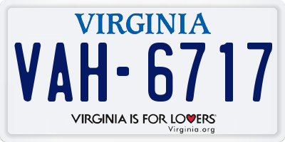 VA license plate VAH6717