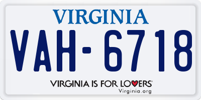 VA license plate VAH6718