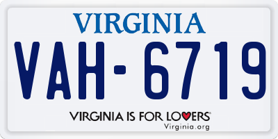 VA license plate VAH6719