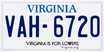 VA license plate VAH6720